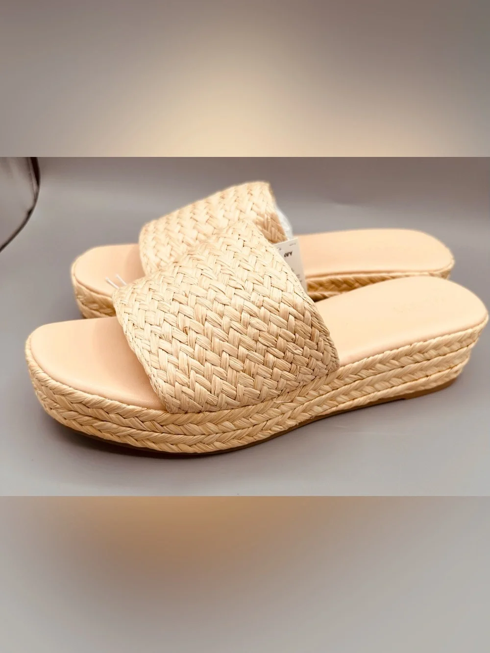 Old Navy Woven Straw Platform Slides Espadrille Summer Sandals NEW size 10